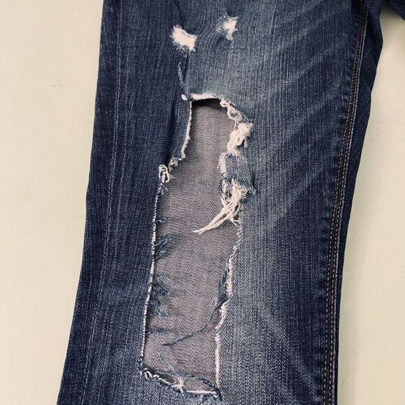 Express Jeans Womens Size 4 S Legging Mid Rise Distressed Blue Measure 30 x 26.5 - Picture 5 of 12